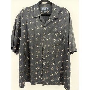 Nat Nast Luxury Originals Silk Camp Shirt Men's Lg Black Mid Century MCM Retro